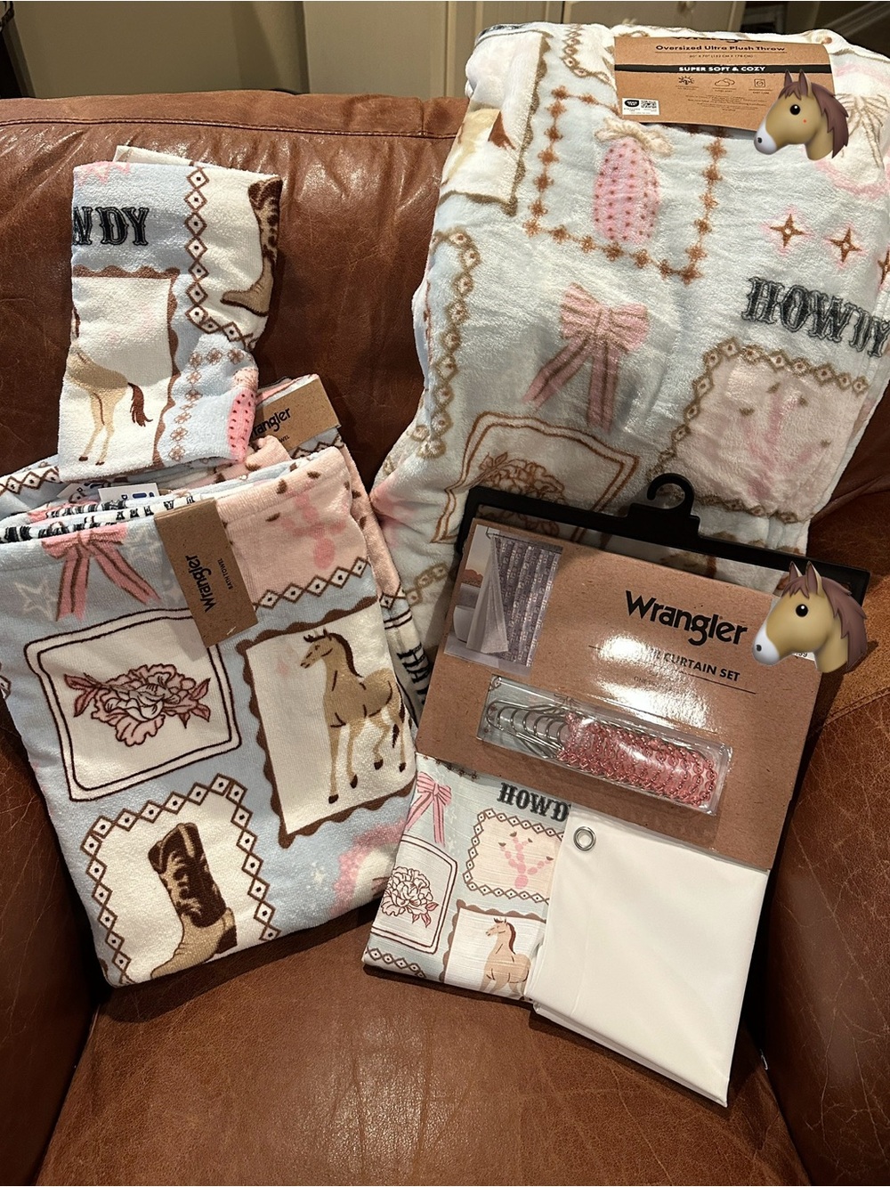 Wrangler Pink, Blue and Cream Western Horse Set
